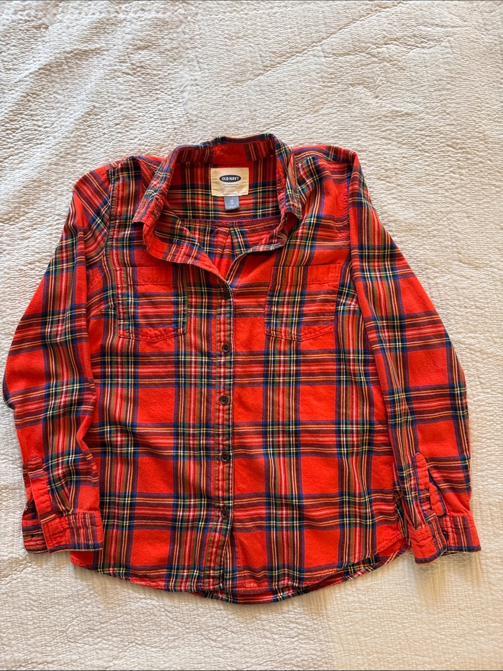 Old Navy Red Plaid Button-Down Flannel Shirt